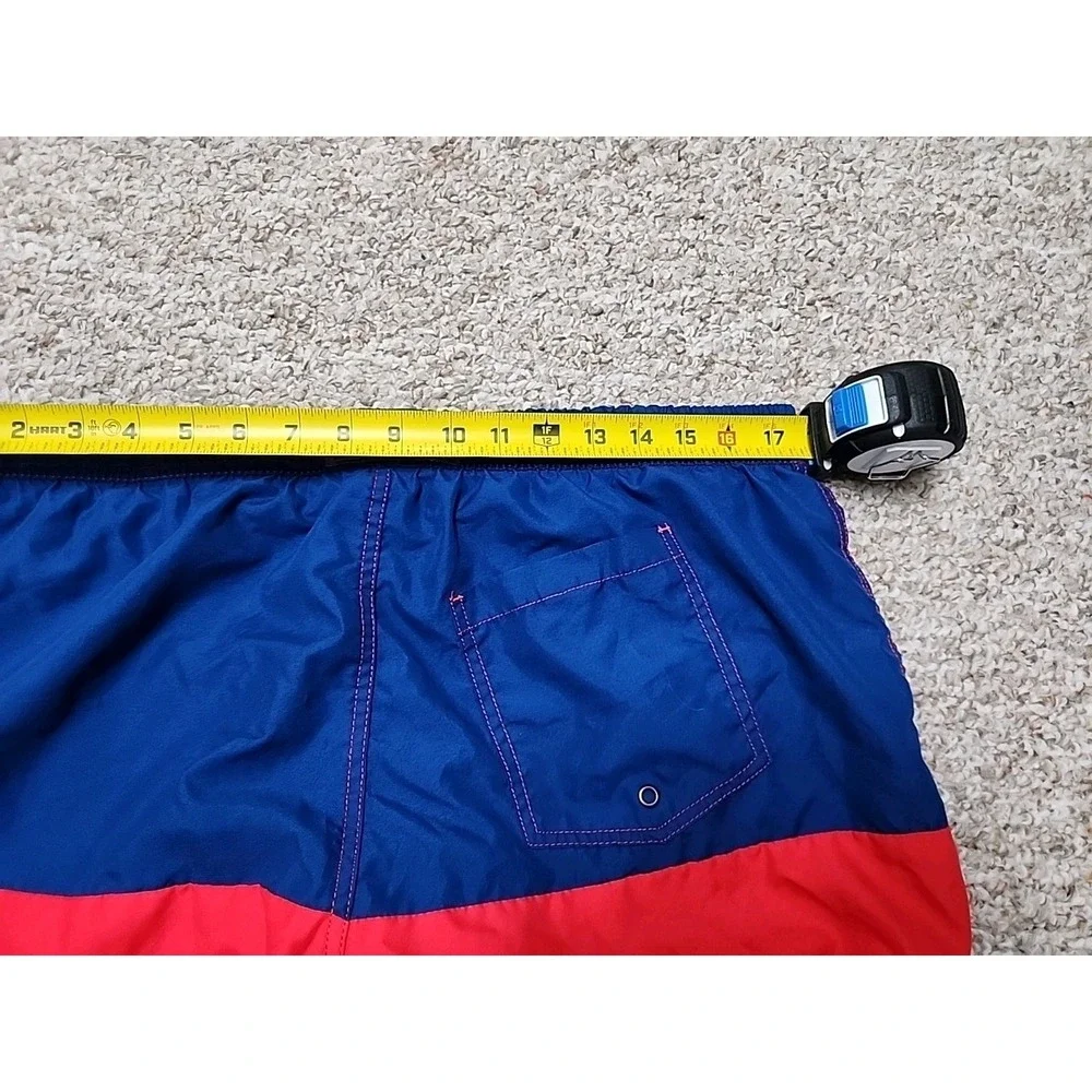 Beach Bros Men's Swim Trunk‎ Quickdry Elastic Waist Colorblock Navy/Red Size XXL